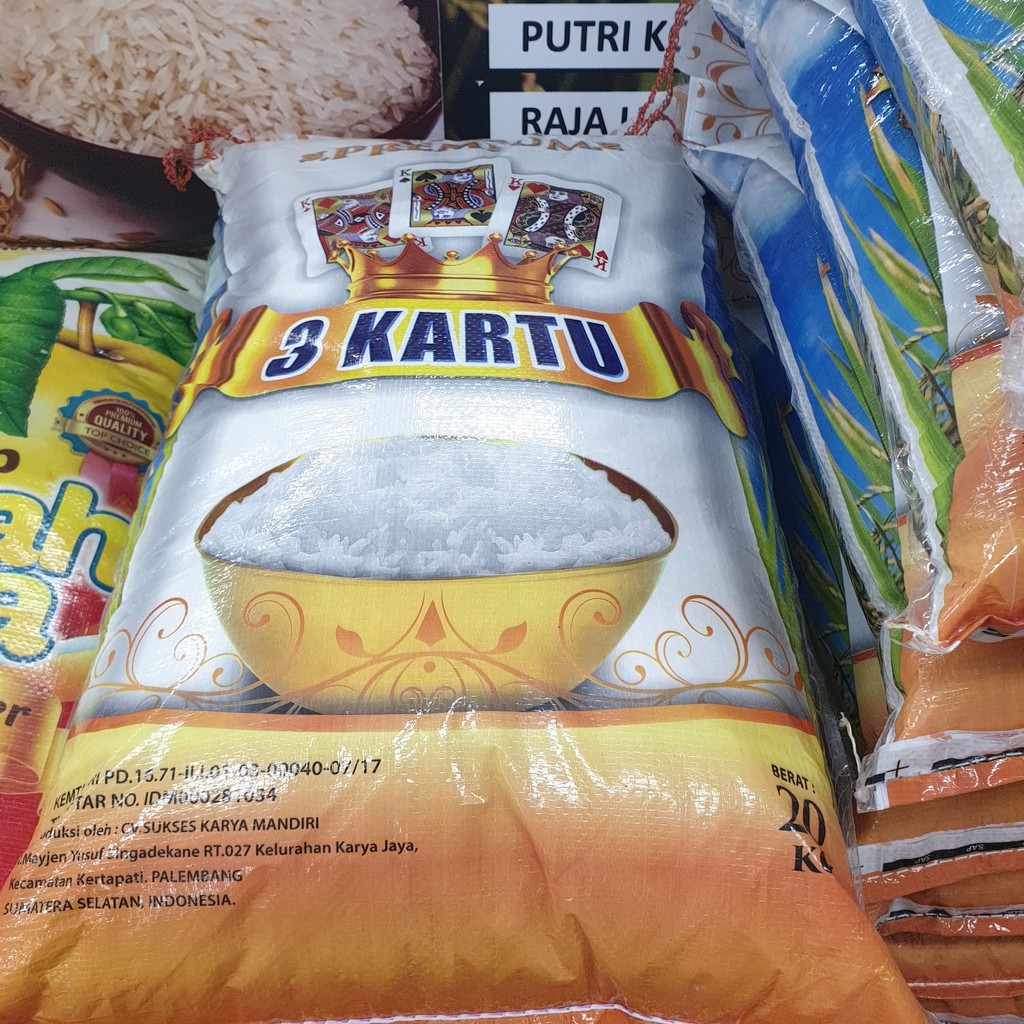 Beras 3 Kartu Premium 20 Kg Indonesia