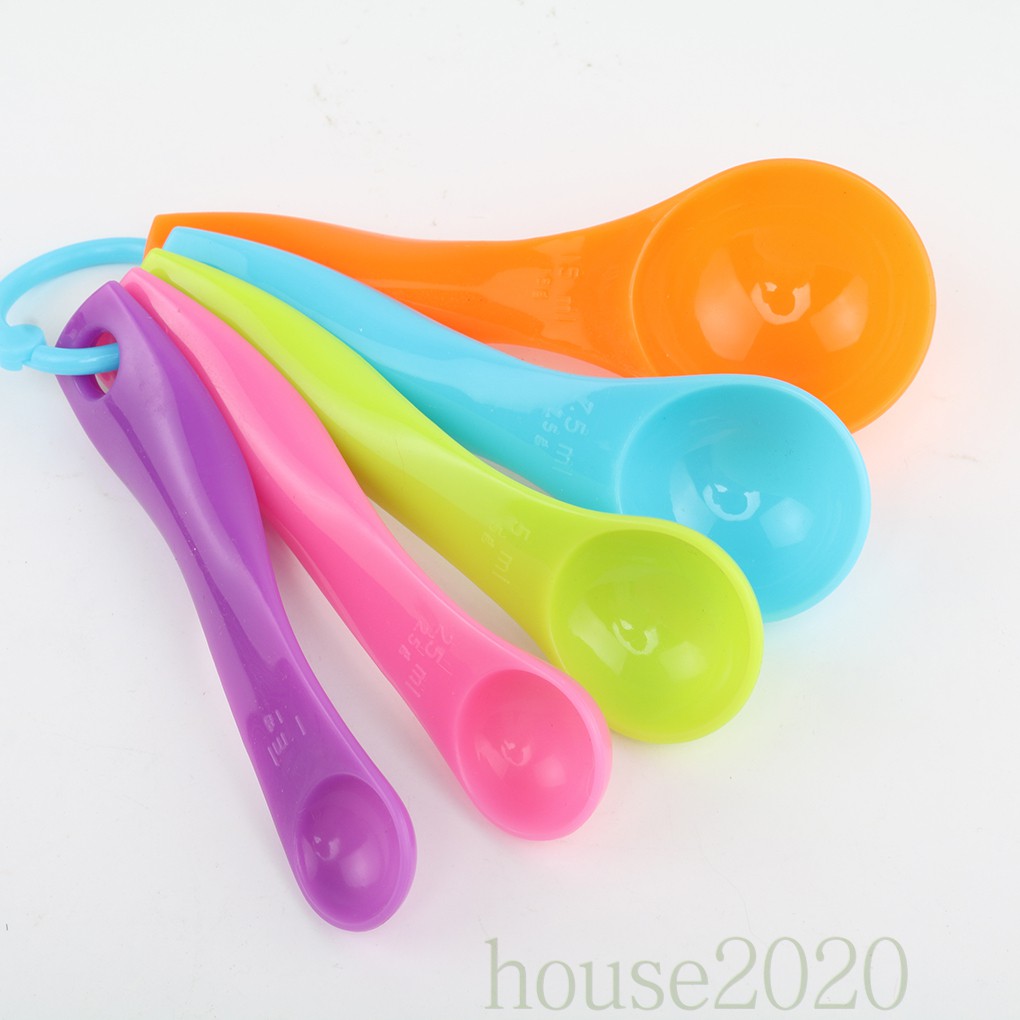 [house2020]5pcs Food-grade Resin Kitchen Measuring Spoons Baking Utensil Set Kit Tools