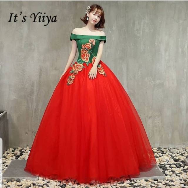 Gaun Pengantin Merah Hijau