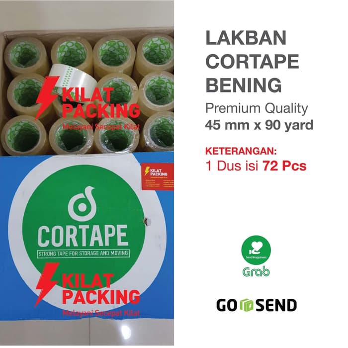 

Lakban Cortape 2 inch 45 mm (90 yard) Bening Spek Daimaru 1 Dus
