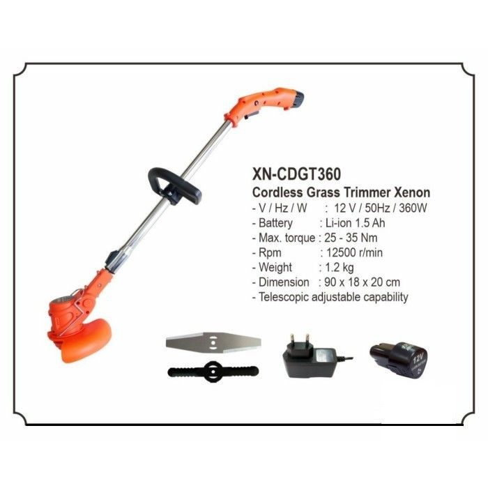 Mesin Potong Rumput Baterai Grass Trimmer Cordless 12v XENON CDGT360