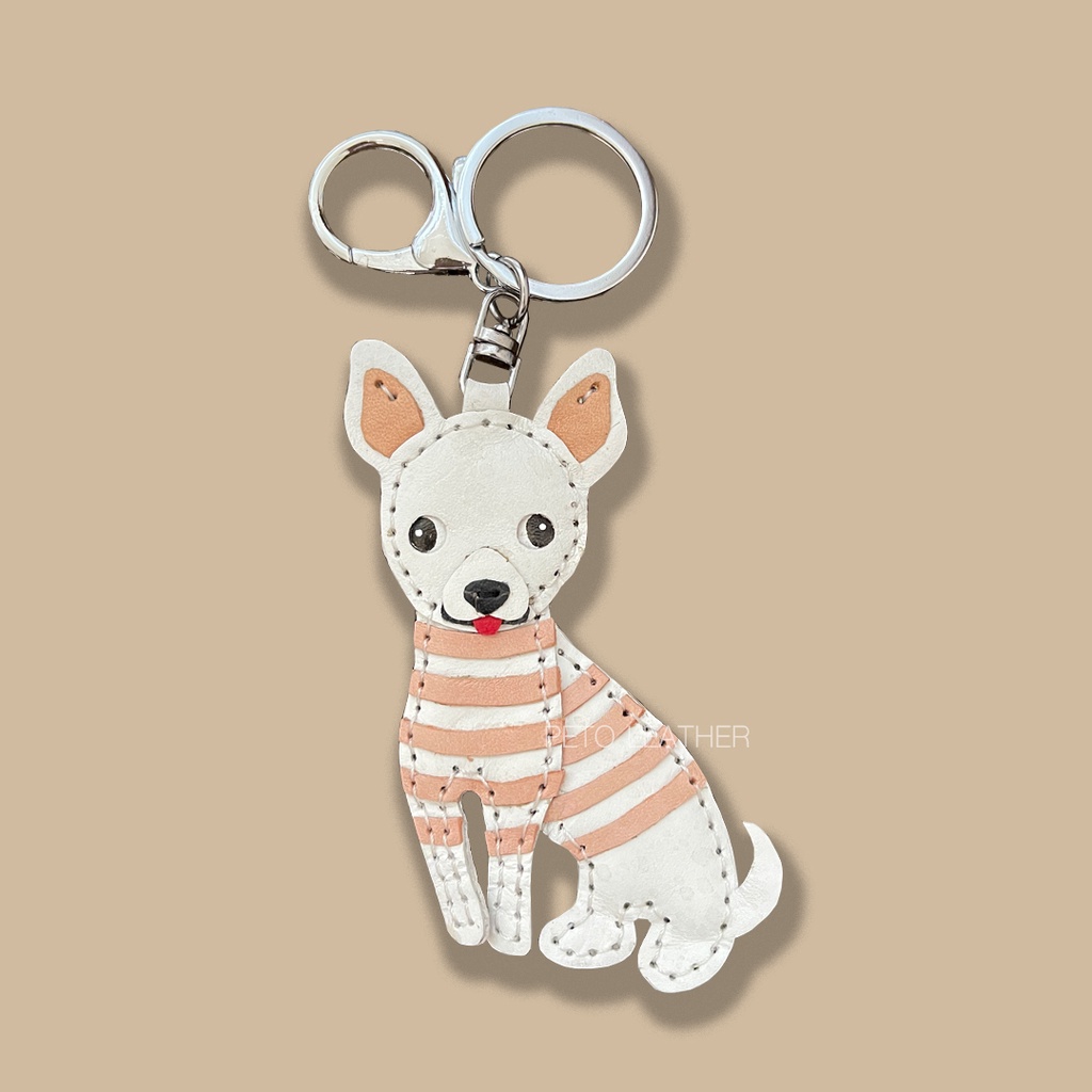 chihuahua keychain / gantungan kunci kulit anjing chihuahua / leather keychain chihuahua