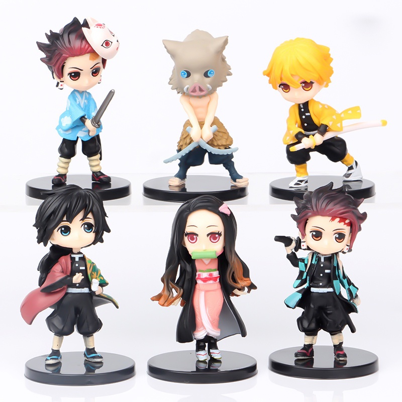 6pcs / set Mainan Action Figure Kimetsu No Yaiba Kamado Tanjirou Agatsuma Zenitsu Demon Slayer Kamado Nezuko