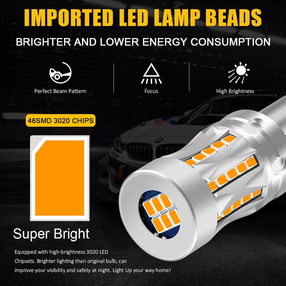 1pc Lampu Led Canbus Error-Free 46 Smd 12v-24v 1156 3157 7440 T20 Ba15S Bau15S Antiflash Untuk Rem Mobil