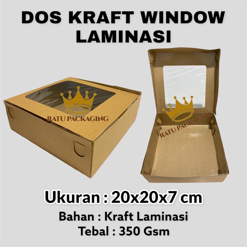 

RATU | Dos KRAFT WINDOW LAMINASI 20x20x7Cm Kardus Dus Box Kue Hampers Cake Tart Kotak Nasi
