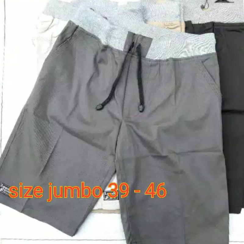 CELANA CHINOS PENDEK JUMBO. PINGGANG KOLOR BAHAN  MELAR  Size 39 - 46  33 - 38