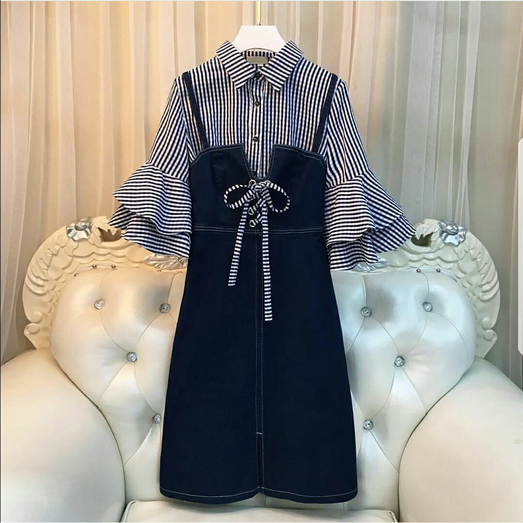 Set Olivia Jeans Baju Setelan Wanita Overall Jeans