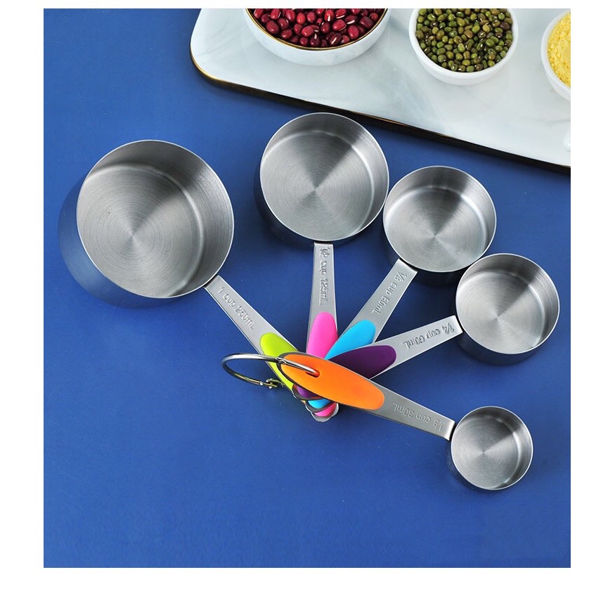 Sendok Takar Measuring Spoon Cup Set [10 in 1] Sendok Ukur Kue Air Stainless Steel - Warna Warni
