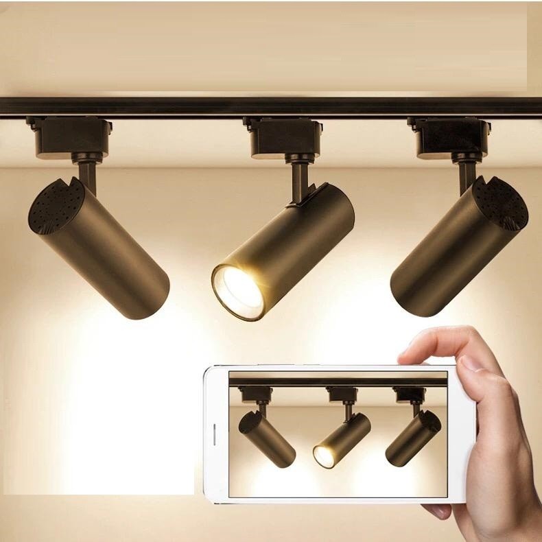 Paket ISI 3 Set Lampu Sorot + Rell Rel 1 Batang 1 Meter Spotlight Spot COB Rail Track trek Trackligh