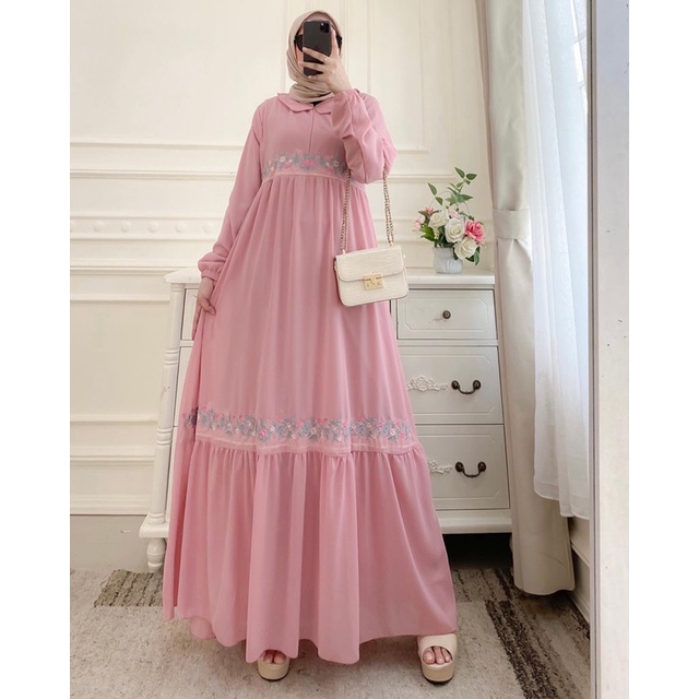 Gamis Terbaru2022 Baju Lebaran / Amora DRESS / Gamis Aplikasi Bordir / Gamis Bordir Melayu Terlaris / Gamis Melayu Jumbo Bodir Mewah / Gamissyari