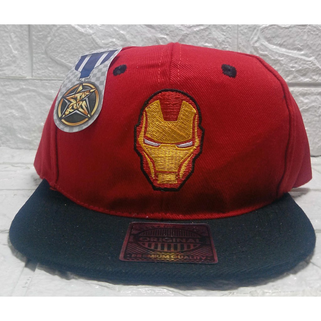 TOPI ANAK SNAPBACK HIP-HOP USIA 4-8 TAHUNAN-Ironman Merah