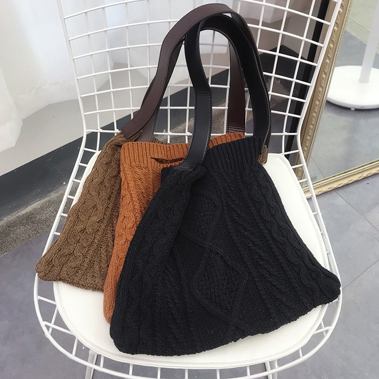 TC-60 tas selempang rajut korea jepang knit high quality retro autumn