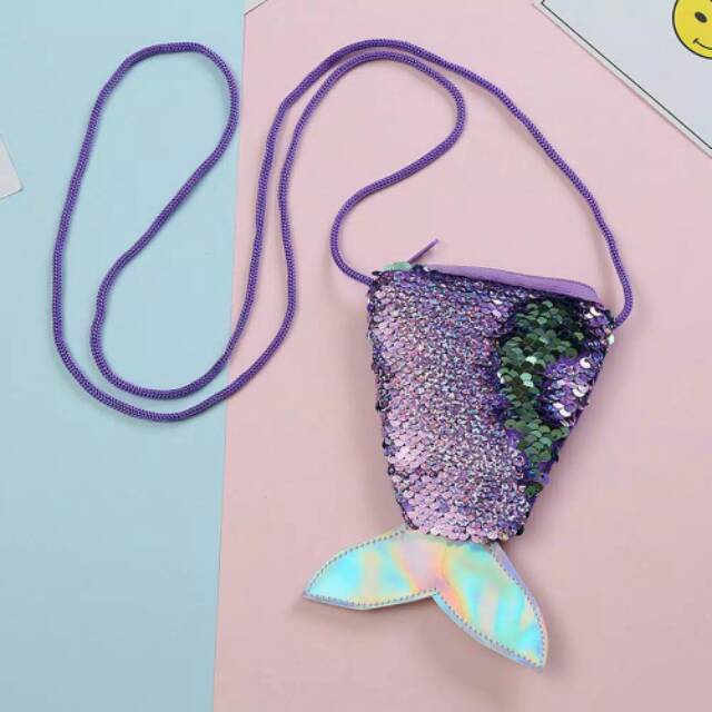 READY JAKARTA Tas Dompet Sequin Mermaid Hati Pouch