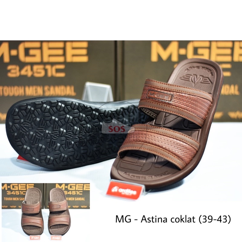 SOS MGEE SANDAL PRIA ASTINA COKLAT jepit