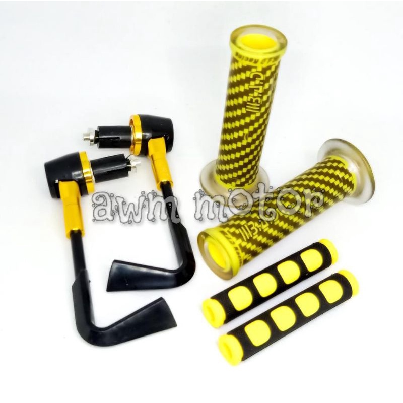 [PAKET STANG ACC] Proguard L Plus Handgrip BAD Carbon Dan Karet Handle Rem Universal Motor