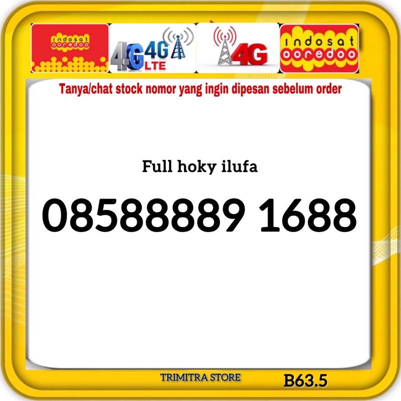 Nomor cantik indosat im3 4g lte Seri 168 full hoky ilufa Kartu Prabayar