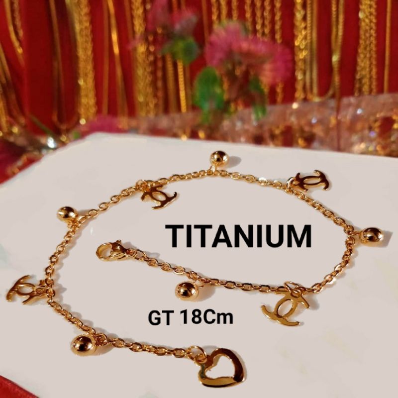 GELANG TANGAN TITANIUM WARNA EMAS GELANG WANITA TERBARU 2