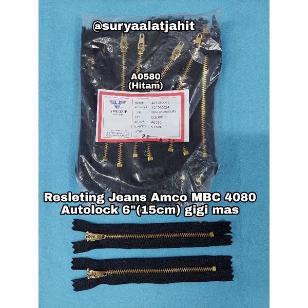 Resleting Jeans Amco 6in/15cm MBC 4080 ATL gigi mas =25.600/lsn
