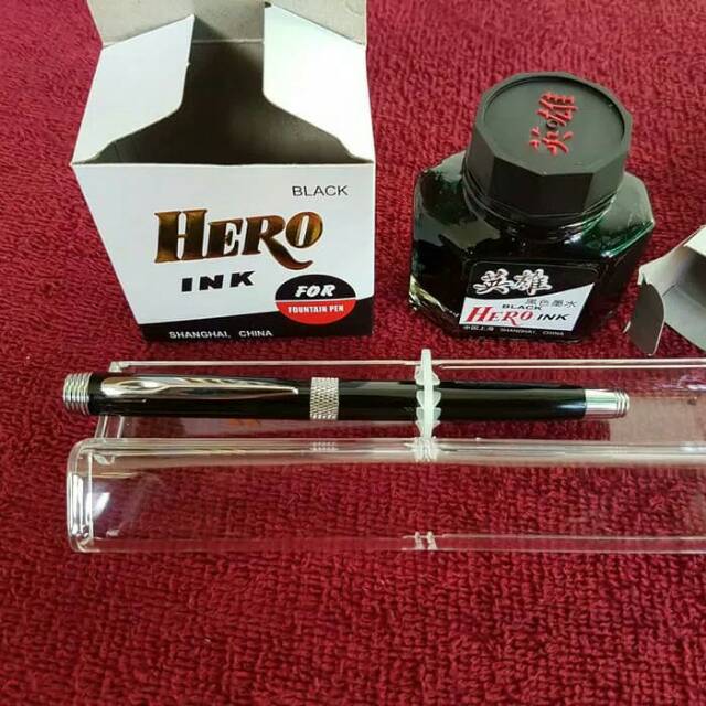 

PAKET HEMAT PEN FOUNTAIN BLACK AND TINTA hero INK
