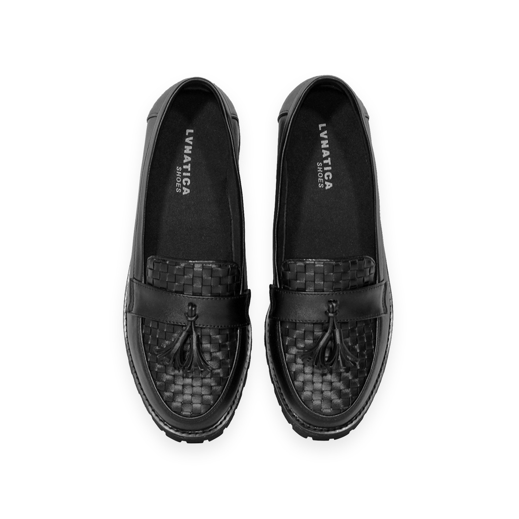 Lvnatica Alexa Full Black 36-41 Sepatu Loafers Slip-On Wanita Formal Docmart