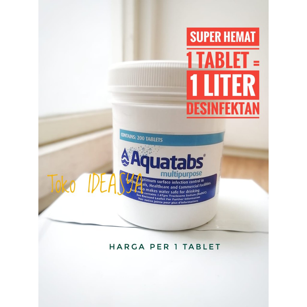 Aquatabs tablet multipurpose desinfektan effervescent Sterilisasi Ruangan & Medis WHO Rekomended
