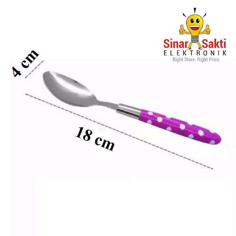 Sendok Makan Motif Polkadot Stainless Tebal - Sendok 6pcs