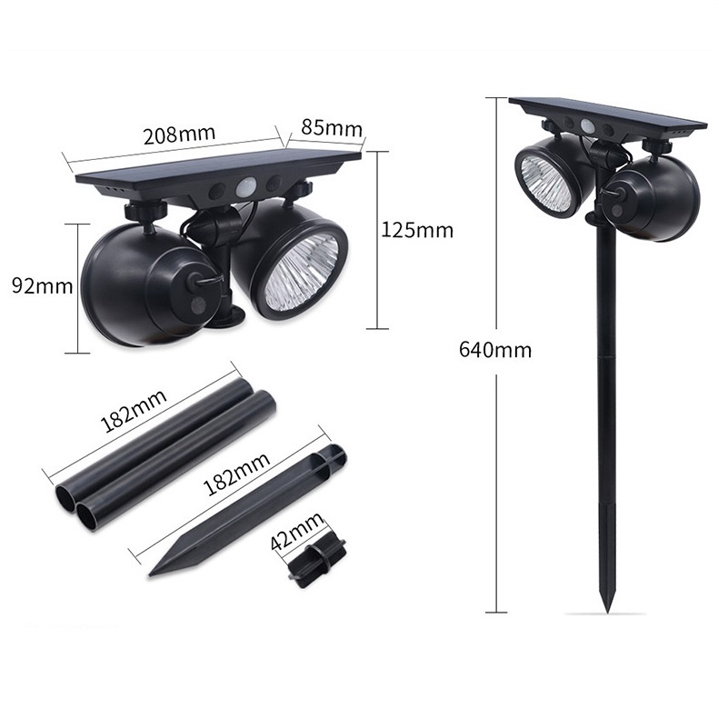 Lampu Dinding Led Tenaga Surya Anti Air Rotasi 360 ° Untuk Taman / Outdoor