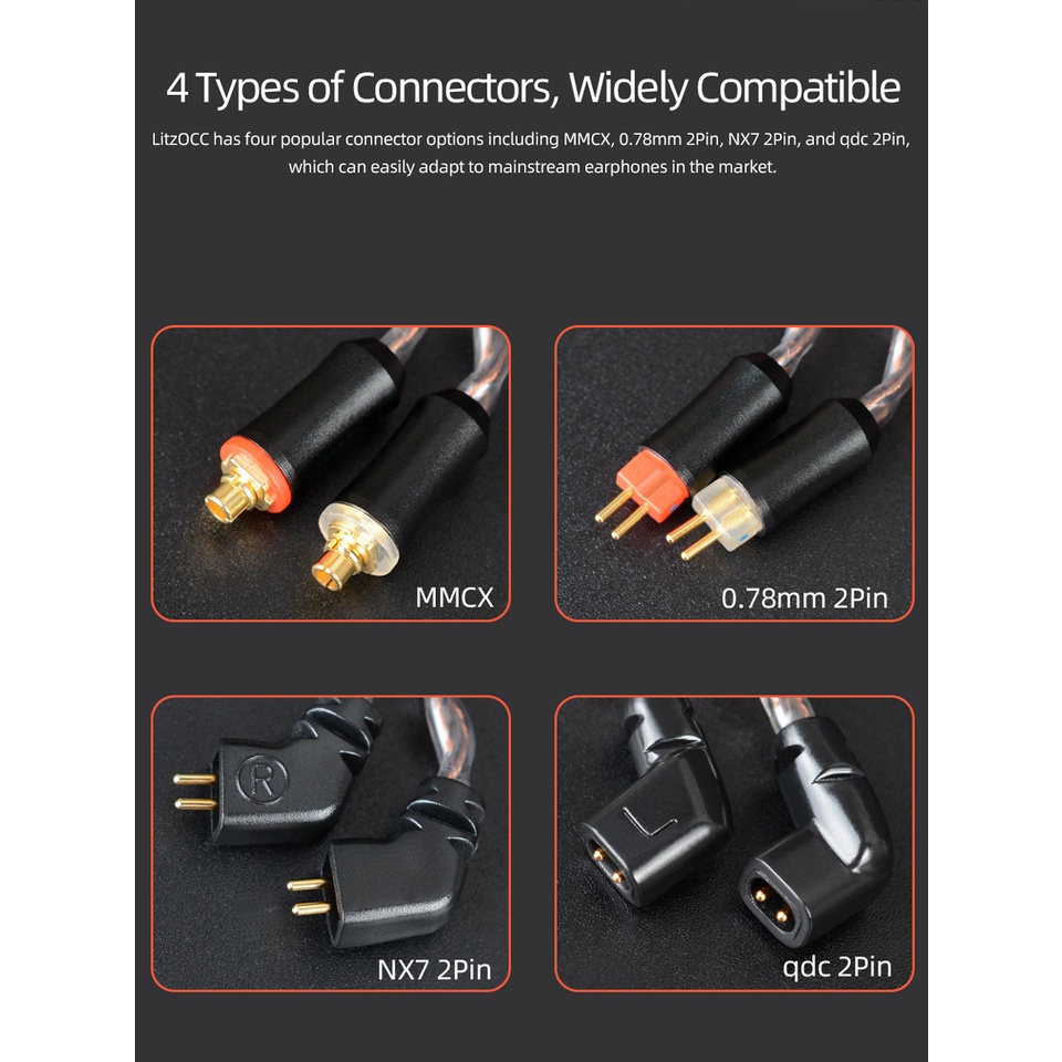 NICEHCK LitzOCC 4N Litz OCC Copper Earphone Cable 3.5mm/2.5mm/4.4mm MMCX/NX7/QDC/0.78 2Pin For CIEM ZAX ASX ASF BA8 VX V90s MK3