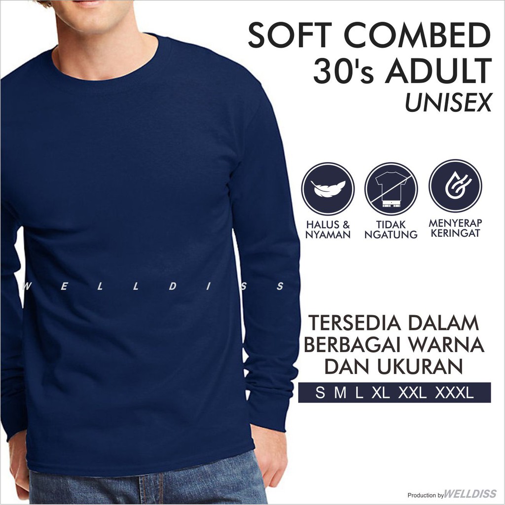 Jual Kaos Polos Soft Combed 30s - Lengan Panjang | Shopee Indonesia