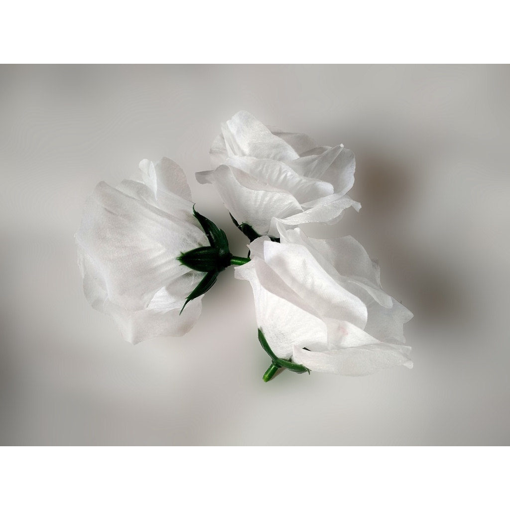 Bunga Plastik Mawar Kuntum Kelopak Rose Artificial Backdrop Dekorasi Seserahan Hantaran Mahar-A7-Putih Pure