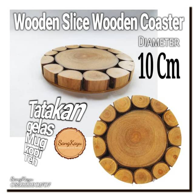 Wooden Slice Wooden Coaster 10 Cm Tatakan cangkir kopi teh dari kayu