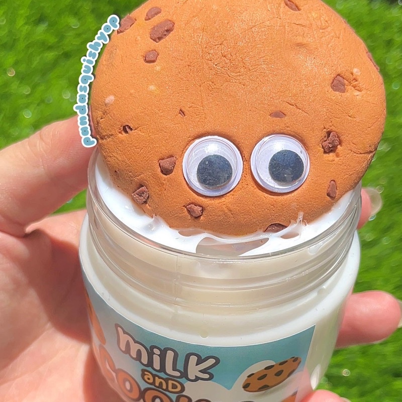 milk and cookie slime by pandasquishyshop/original slime/clay slime/ milky slime