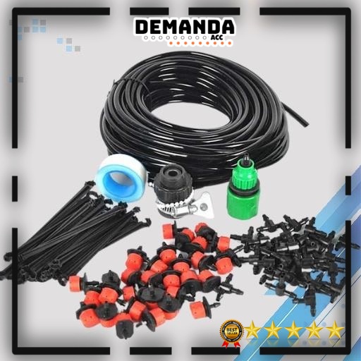 Peralatan Set Irigasi Air Taman Garden Watering Kit / Set Irigasi Misting Tanaman Tetes Selang Otomatis / Alat Siram Penyiram Penyiraman Tanaman Bunga Otomatis Peralatan Berkebun Set Mini Lengkap Bunga Mini Besar / Siraman Tanaman Murah Original