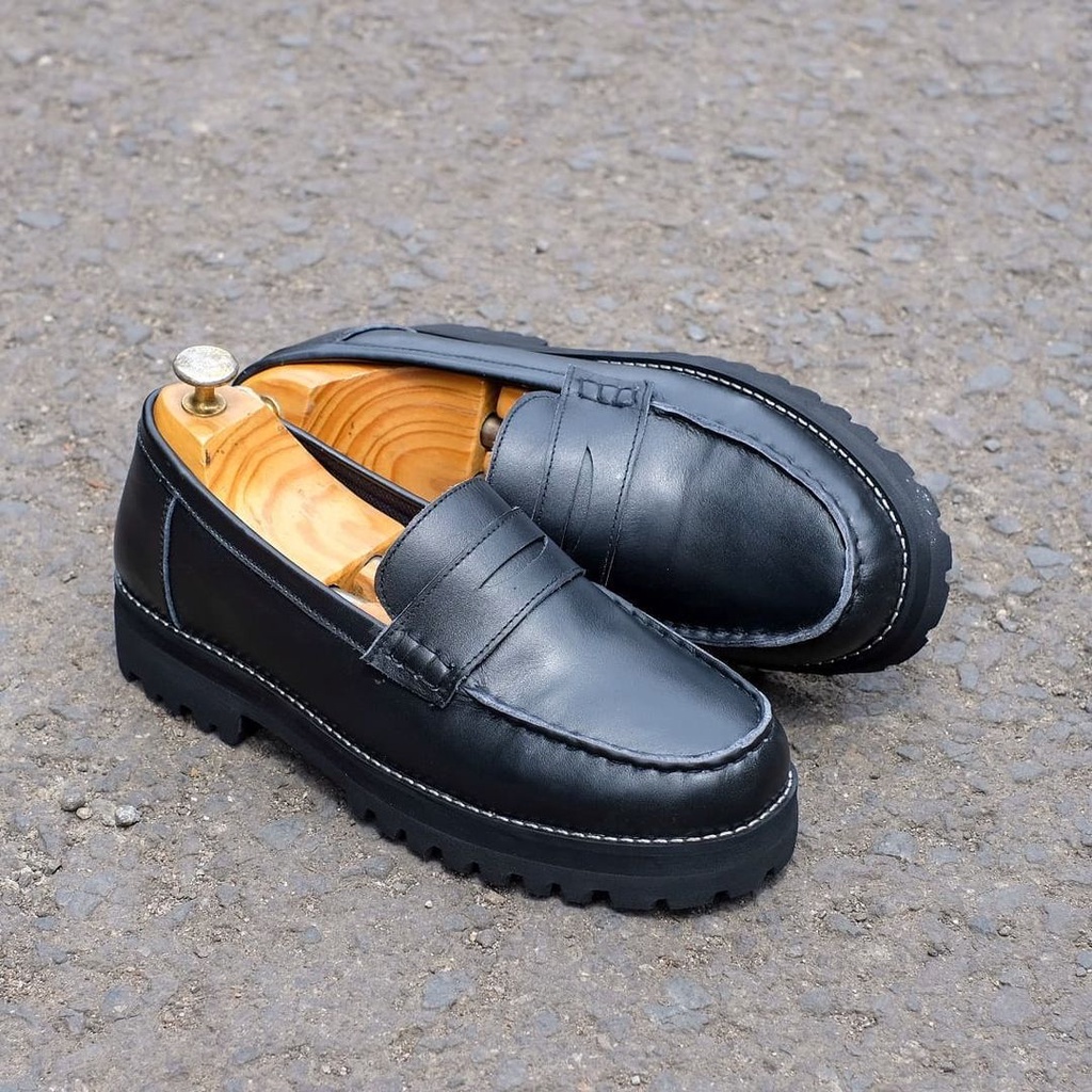 SEPATU KULIT - AZCOST FOOTWEAR PENNY MEN BLACK ORIGINAL