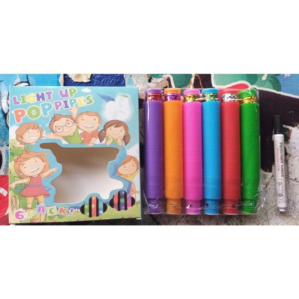 (FO)Mainan Light Up Pop Pipes / Pop tubes Lampu LED Ecer (SATUAN)/Mainan anak Murah Lampu LED bisa Kreasikan bentuk apa ajah / Mainan Stimulating creativity