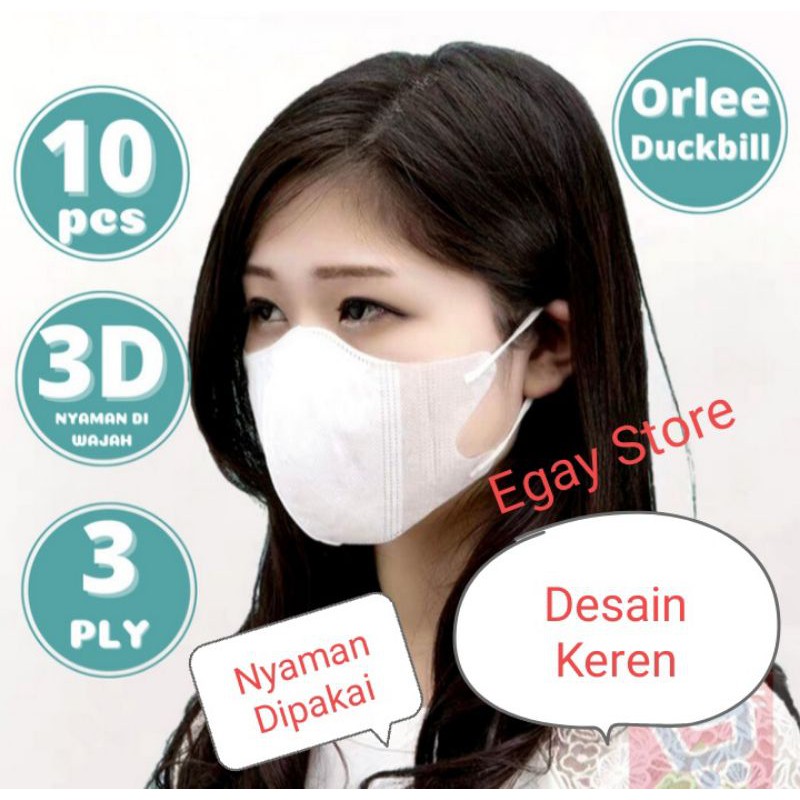 Masker Duckbill 3ply 3 Ply Duckbil Earloop Kepala Nyaman Dipakai Murah Cod Isi 10 Pcs