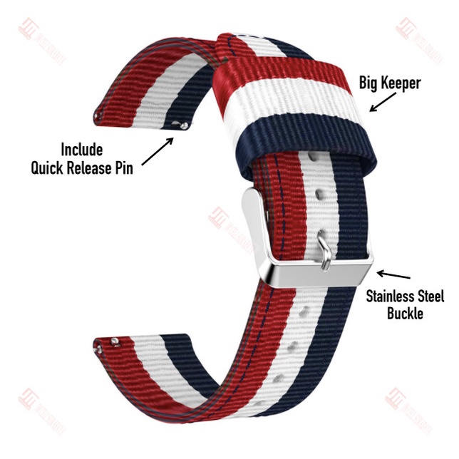 3 Baris Watch Strap Eggel Tempo 3 Kotak - Tali Jam Tangan 20mm Nylon Kanvas