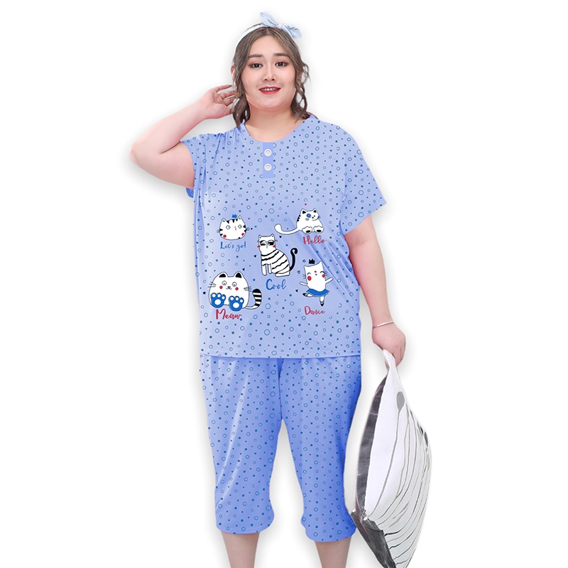 Lilipop.id  Baju Tidur Wanita Cat 3/4 Jumbo Celana Pendek XXXL Baby Doll Bahan Kaos