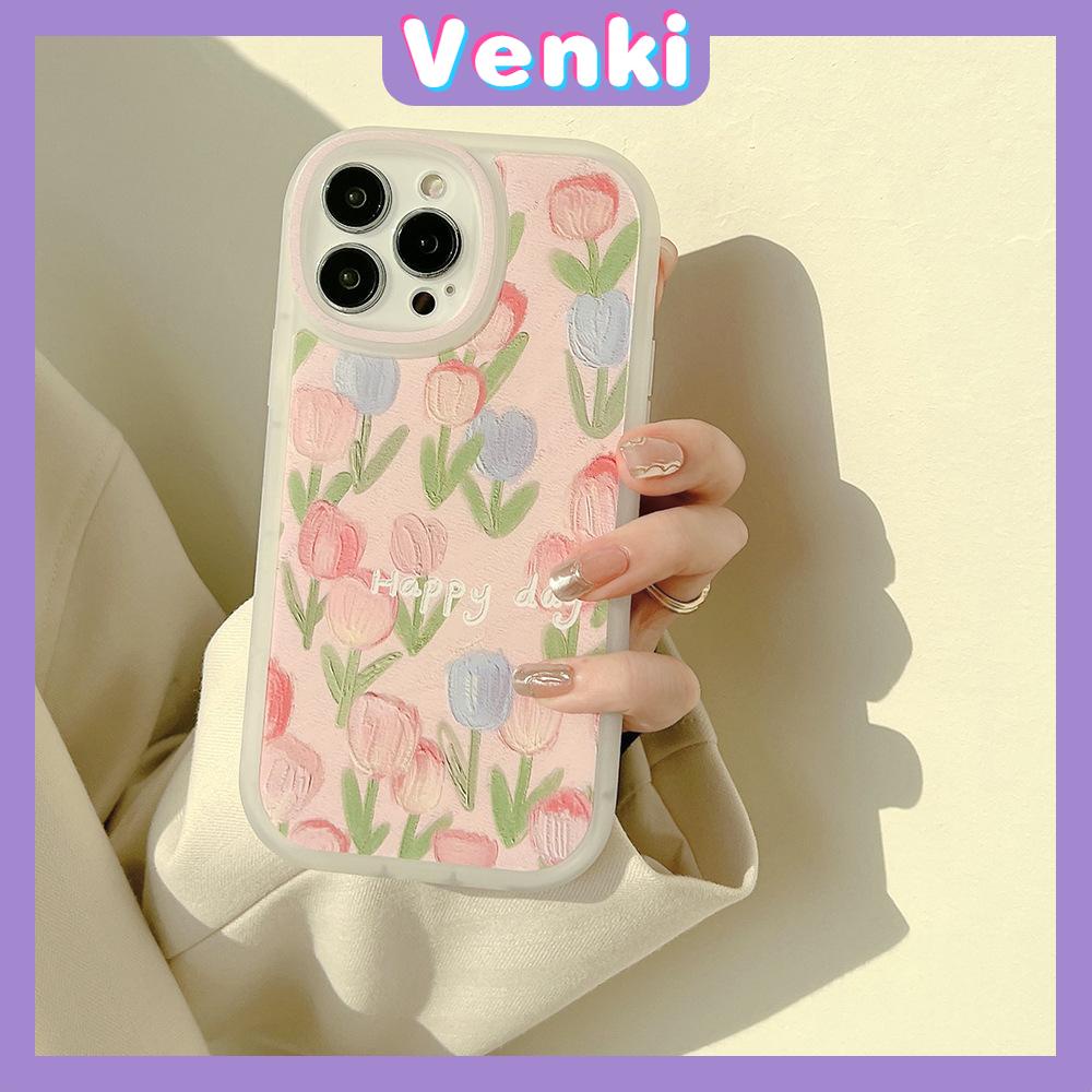 iPhone Case Silicone Soft Case Clear Case TPU Airbag Shockproof Full Coverage Protection Camera Pink Tulip Flower For iPhone 13 Pro Max iPhone 12 Pro Max iPhone 11 iPhone 7 Plus