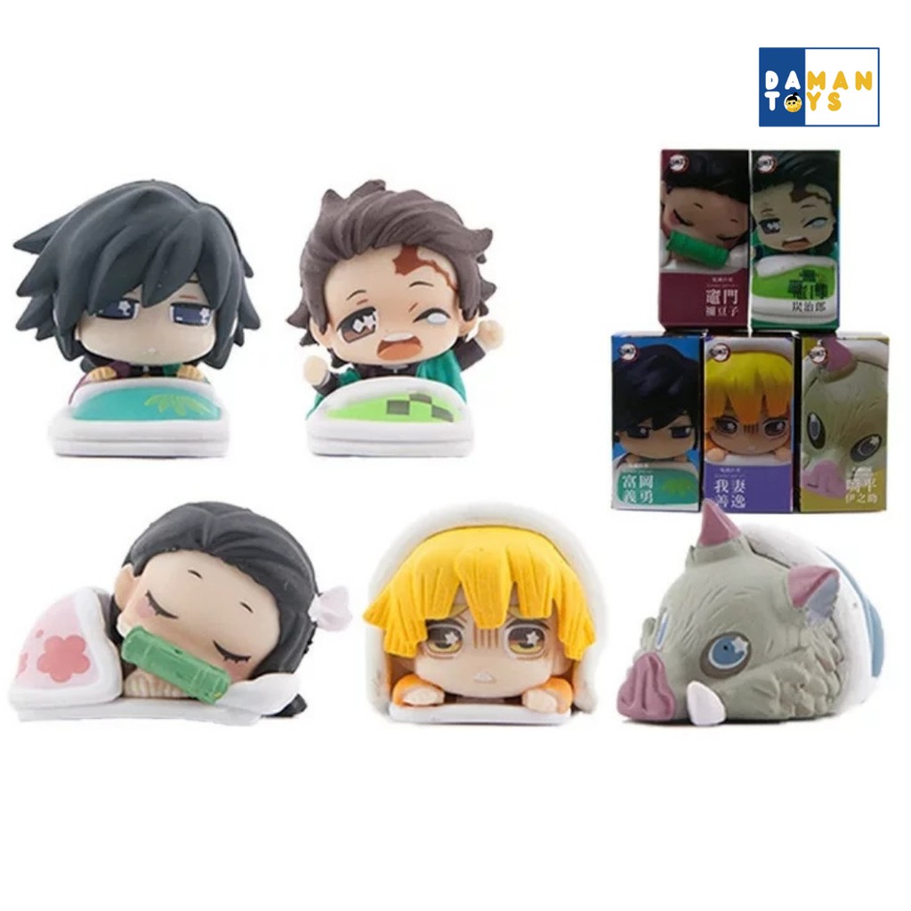 Action Figure Kimetsu No Yaiba Demon slayer Set 5 Sleep Chibi Tanjiro Zenitsu Nezuko Hashira Inosuke