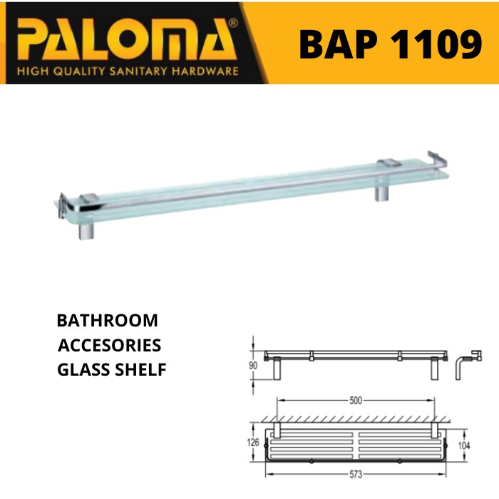 RAK KACA TEMPAT SABUN PALOMA BAP 1109  BRASS GLASS SHELF