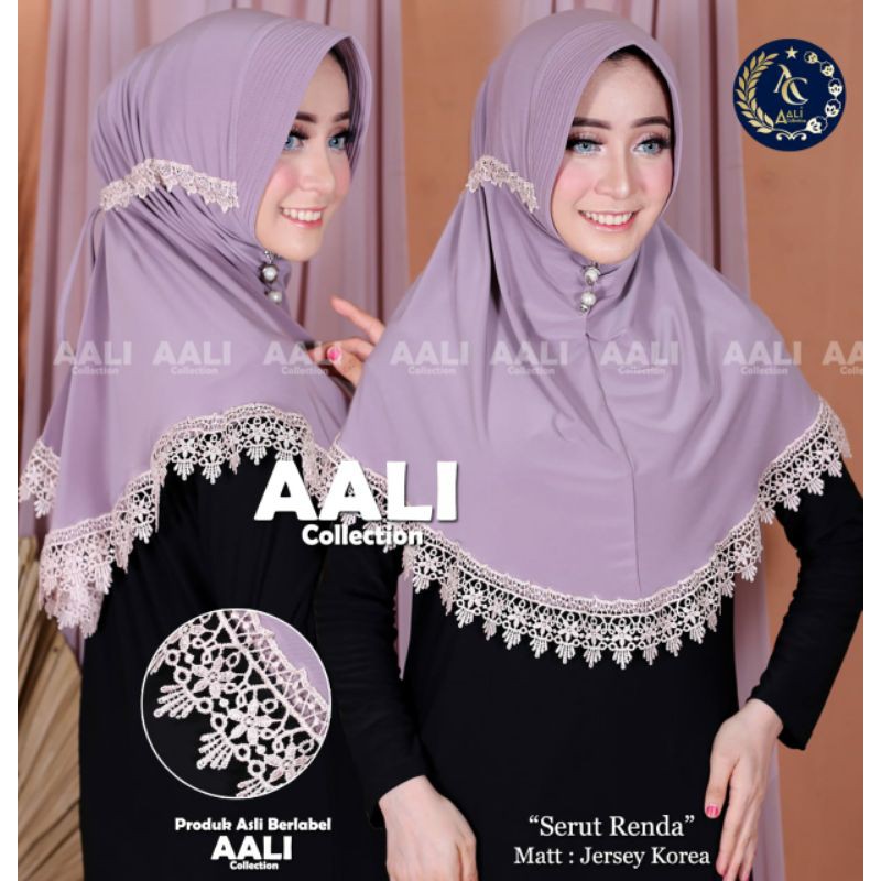 Aali Collection Bergo Serut Renda Jersy Korea