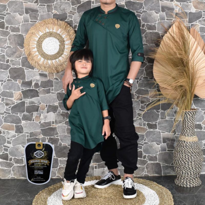 BAJU KOKO KURTA AYAH ANAK COUPLE MODEL KANCING SAMPING ORIGINAL ANWA ONE MURAH
