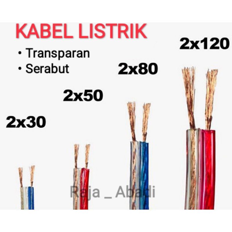 KABEL LISTRIK TRANSPARAN - kabel audio - kabel listrik - kabel serabut - kabel rumah - kabel elastis