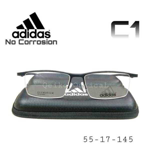 Frame Kacamata Pria Titanium Carbon Half Adidas C-1 No Korosi