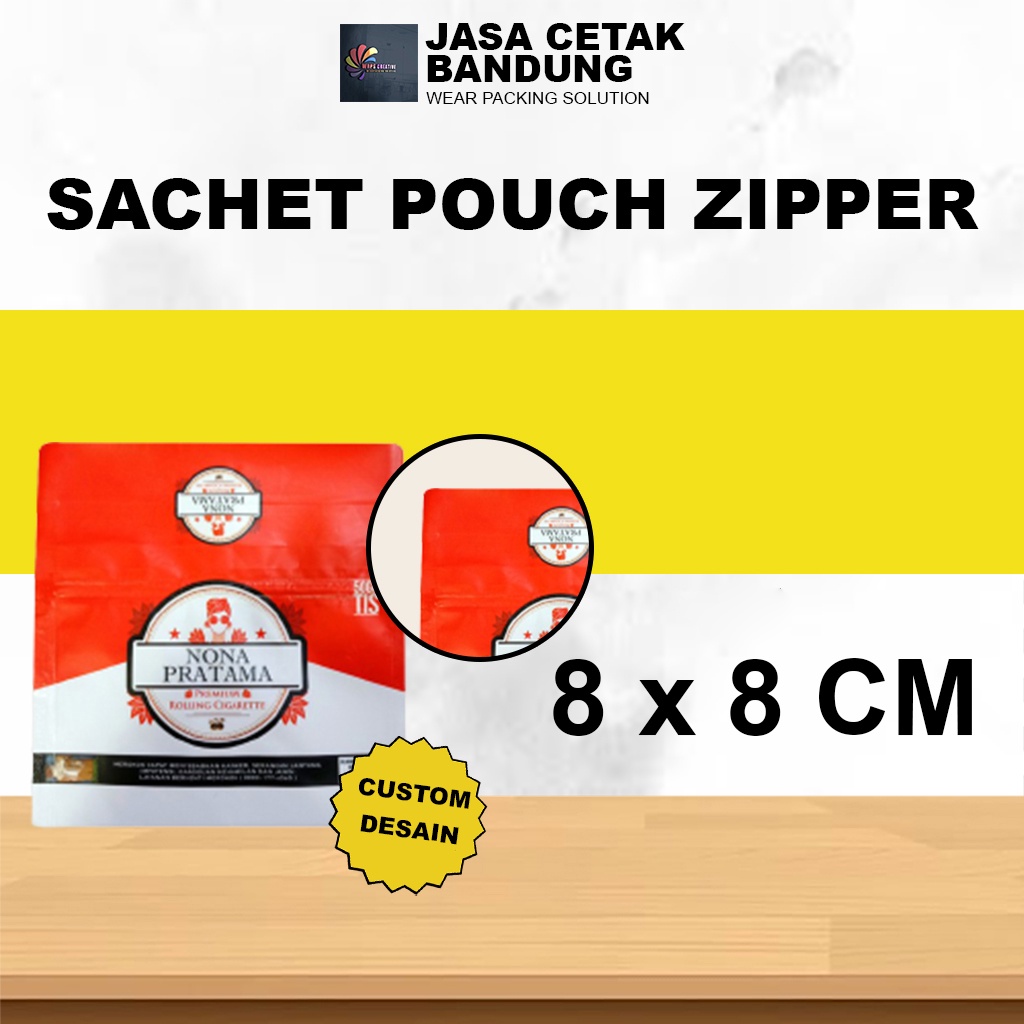

KEMASAN CUSTOM SACHET + ZIPPER UKURAN 8X8
