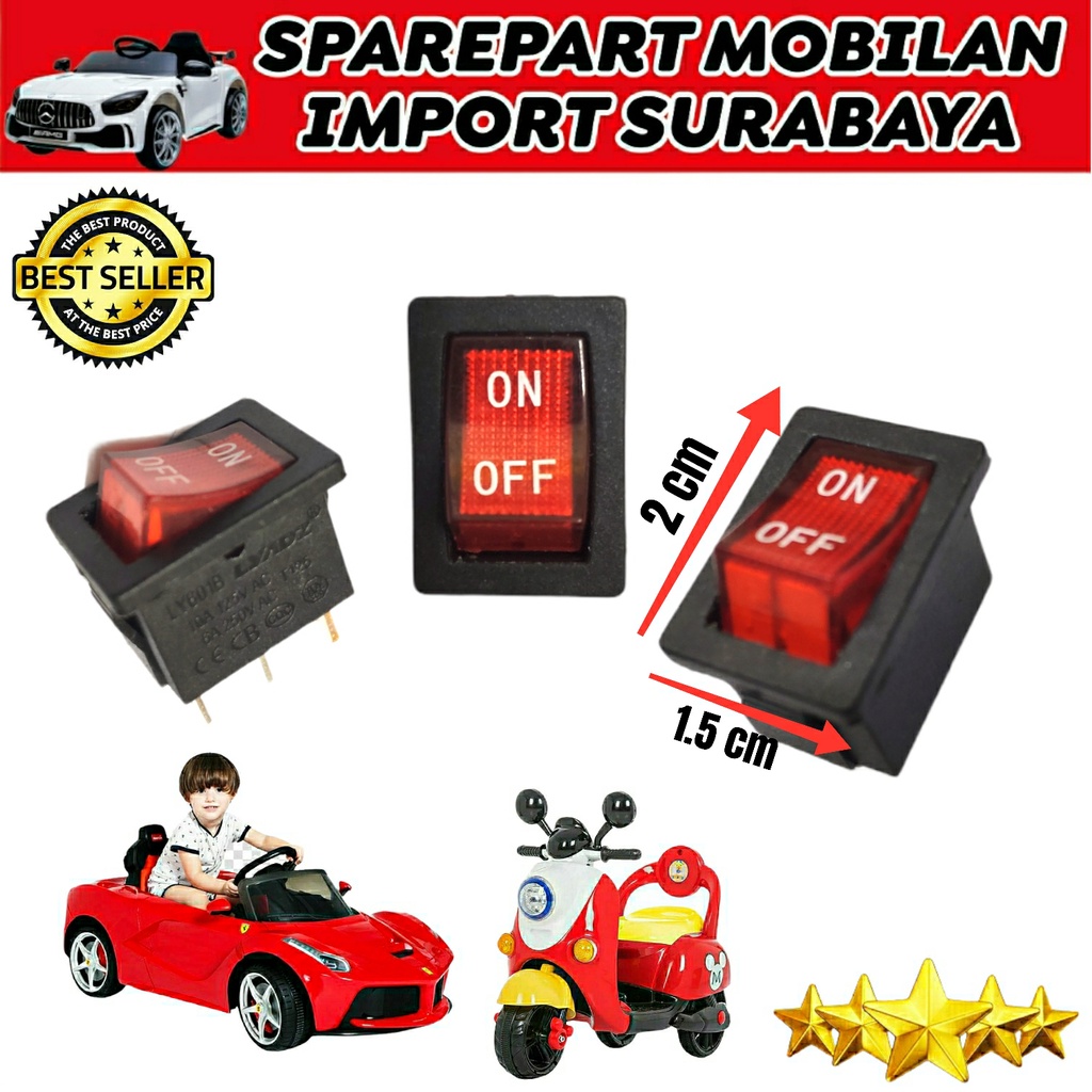 SAKLAR POWER ON OFF TOMBOL MOBIL AKI MAINAN ANAK MOTOR CONTROLLER MOBILAN BATTERY RC PART RECEIVER