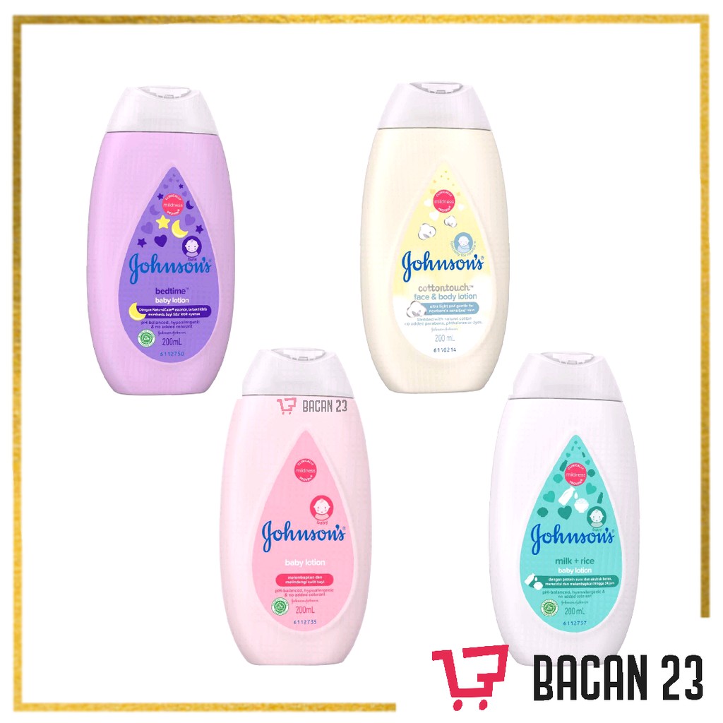 Johnson's Baby Lotion ( 200 ml ) ( Milk Rice - Cotton Touch - Pink - Bedtime ) / Lotion Bayi