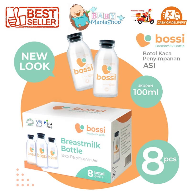 Botol ASI BOSSI Kaca 50ml 100ml isi 8 botol asi ASIP ASI Perah BPA FREE Termurah BKA Babymaniashop