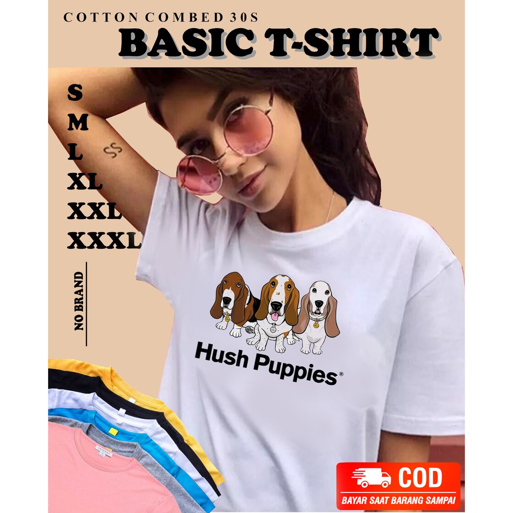 Kaos Hush Puppies Original Combed 30s Premium -  Baju Pakaian Atasan Pria Dan Wanita Unisex